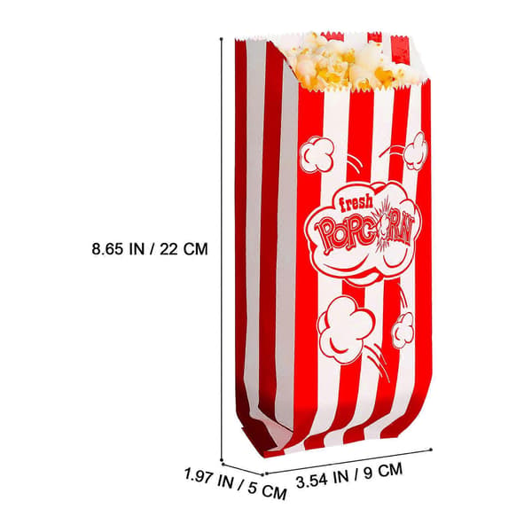 Popcornpose Papir Popcornposer for Oppbevaring Bruk Trykte Godteposer 100 Stk
