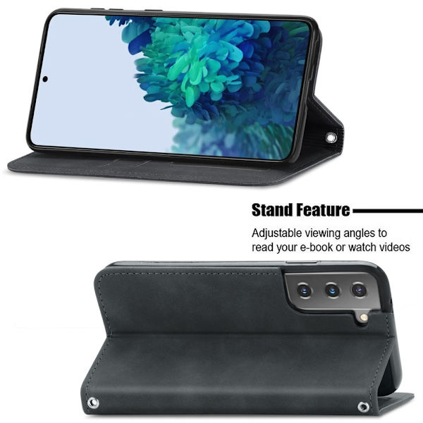 Samsung Galaxy S22 Plus Flip Cover Retro Læder Sort 45