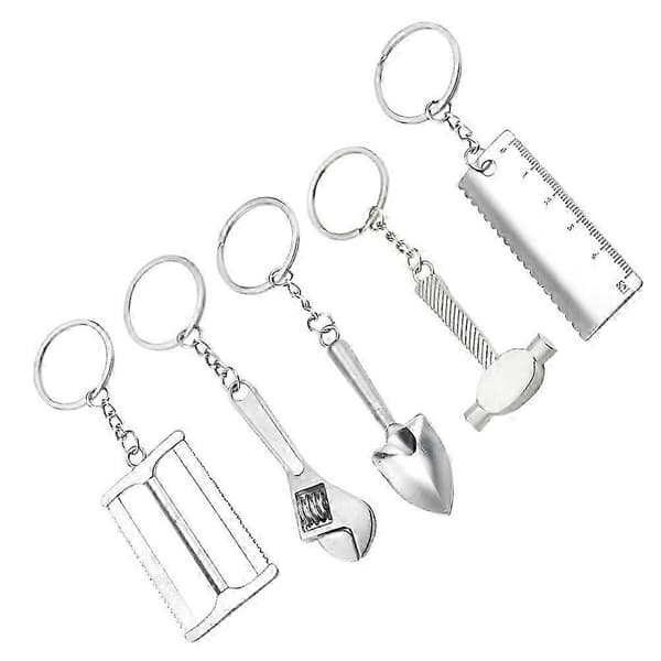 Mini Tools Nyckelring Set Kreativ Metalllegering Nyckelring 5st Silver Present