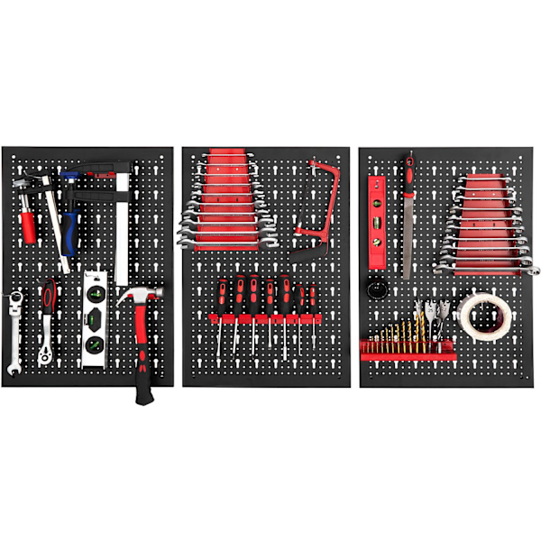 tectake Jonah työkalutaulu koukuilla ja pidikkeillä - 3-osainen Red Röd
