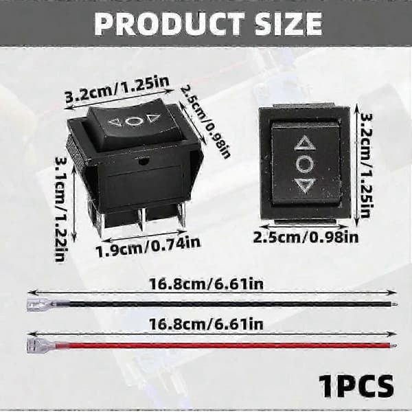 12V DC Vippekontakt 10A 6-benet ON OFF ON Momentan Polaritetsvending til Lineær Aktuator Motorstyring