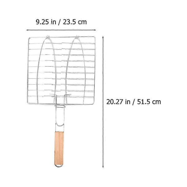 Fiskegrillkurv Trehåndtak i rustfritt stål for BBQ-grilling 2 stk