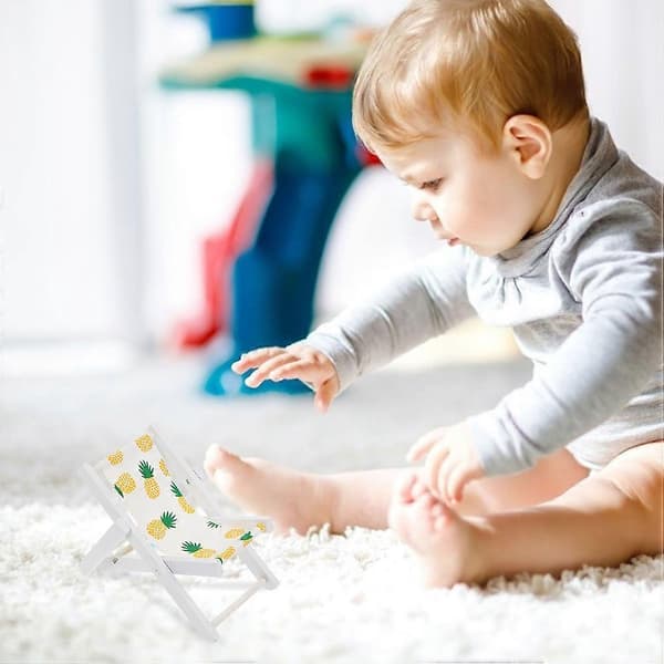Miniatyr sammenleggbar strandstol for dekorasjon 2 stk sammenleggbare trestoler