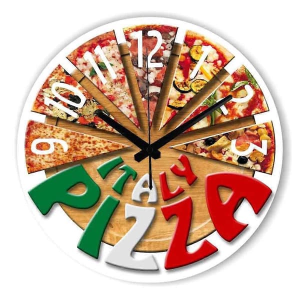 Pizzaväggklocka Pizzamönster Klocka Sovrumsväggklocka Träväggklocka Dekorativ Väggklocka Kontorsväggklocka Moderna Väggklockor Träklocka