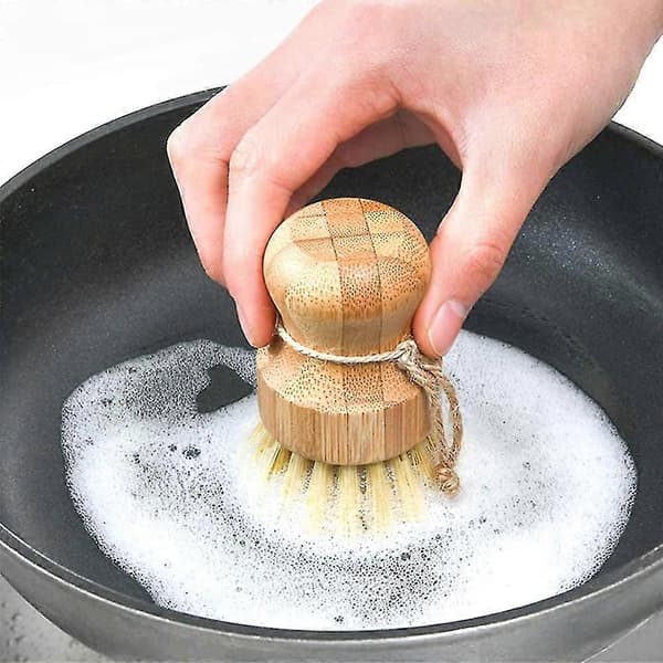Diskborste i bambu, rund i trä