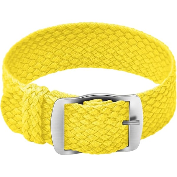Nylon klokke med spenne i rustfritt stål unisex gul Yellow 14mm