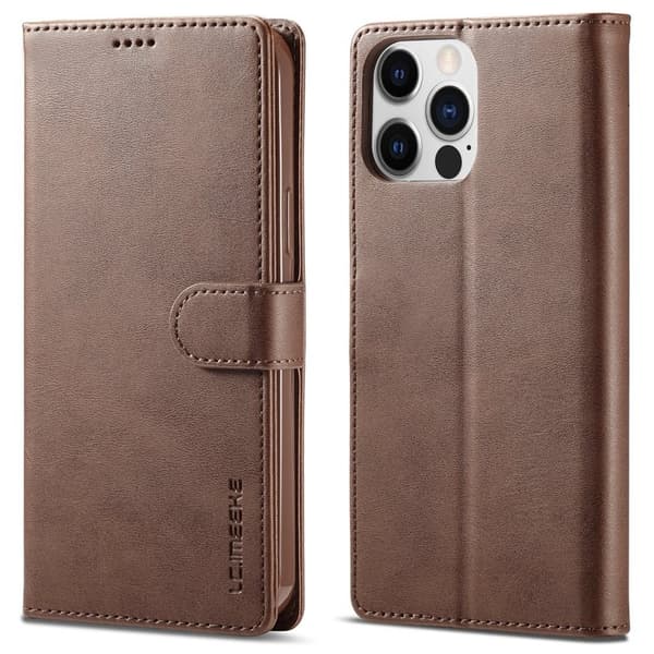 LC.IMEEKE Plånboksfodral iPhone 15 Pro - Konstläder - Brun