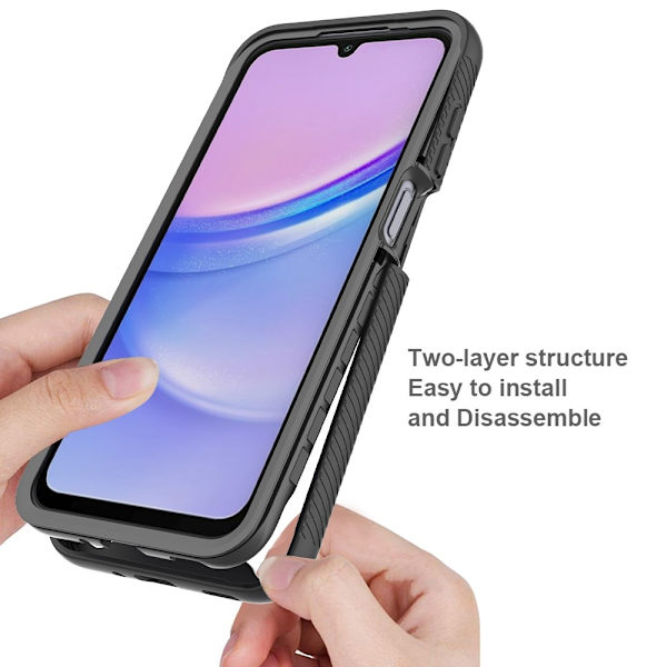 SKALO Yhteensopiva Samsung A16 Iskunkestävä Läpinäkyvä Hybridisuojakuori + Näytönsuoja - Musta Black Svart