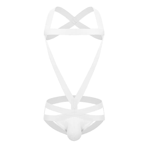 Jockstrap Leotard Undertøj Jumpsuits Bryderdragt Bodysuit til Mænd i Bomuld M Hvid White M