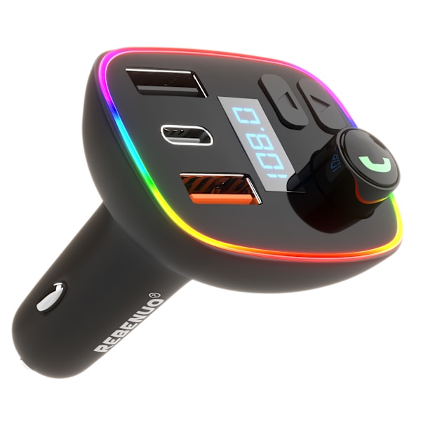 Rebenuo Rcp75 FM-lähetin nopealla autolaturilla Universal 20W - Bluetooth 5.0 - Musta