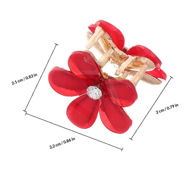 10 st röda blomhårklämmor Mini klämmor för flickor metalltillbehör