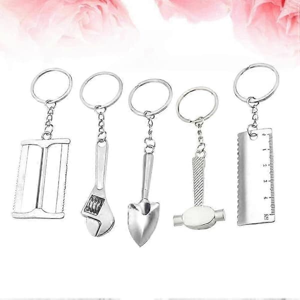 Mini Tools Nyckelring Set Kreativ Metalllegering Nyckelring 5st Silver Present