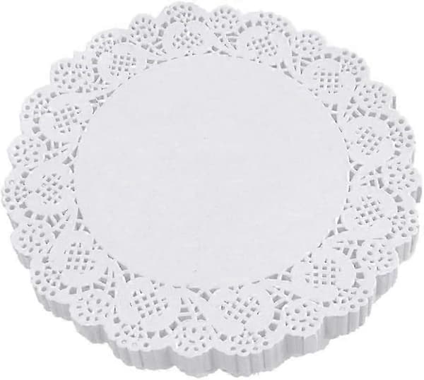 Hvite 4-tommers runde papirduker 100 STK dekorative blondeduker til bryllup bursdagsfester