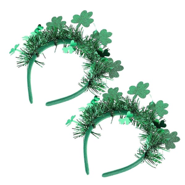 2 stk. grønne Shamrock-hårbånd til St. Patricks Day-feriefesttilbehør