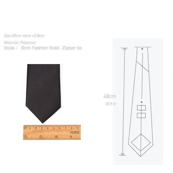 Ny design Färdigknuten blixtlåsslips för män eller kvinnor, enfärgad smal polyesterslips, 5 cm 8 färger