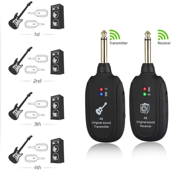 Trådløst gitarsystem - NETBOAT - Sender og mottaker - 2,4 GHz - Oppladbart - 4 kanaler