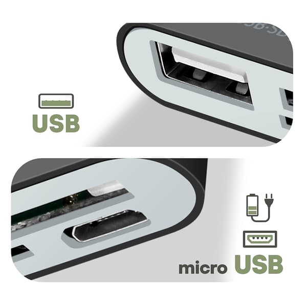 USB-C till USB och mikro-USB-adapter, SD- och mikro-SD-kortläsare Black
