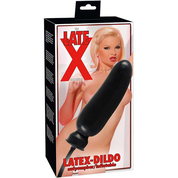 Late X: Uppblåsbar Latex Dildo Svart Latex