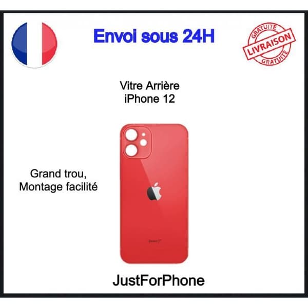 iPhone 12 Rødt Bagglas med Klæbende Logo