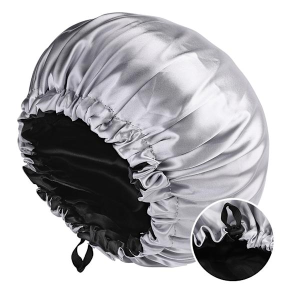 Naisten tuplakerroksinen satiinihattu Yömyssy Kauneus ja kampaamo Säädettävät napit Hattu Vaaleansininen+Musta Light Blue+Black Adjustable
