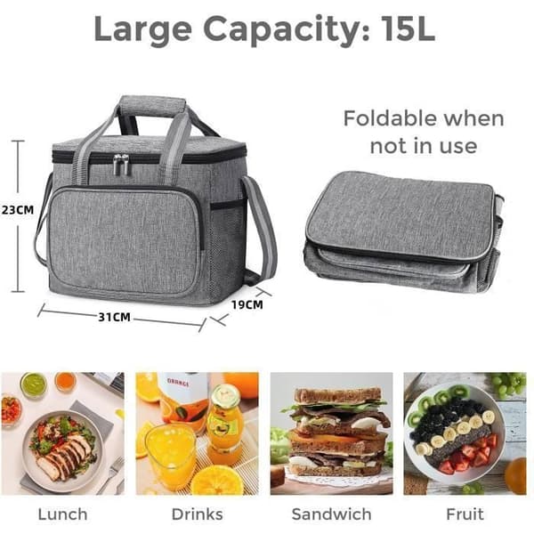 Isolert Bag - Sammenleggbar - Stor Kapasitet 15L - Vanntett - Langvarig Termisk Isolasjon