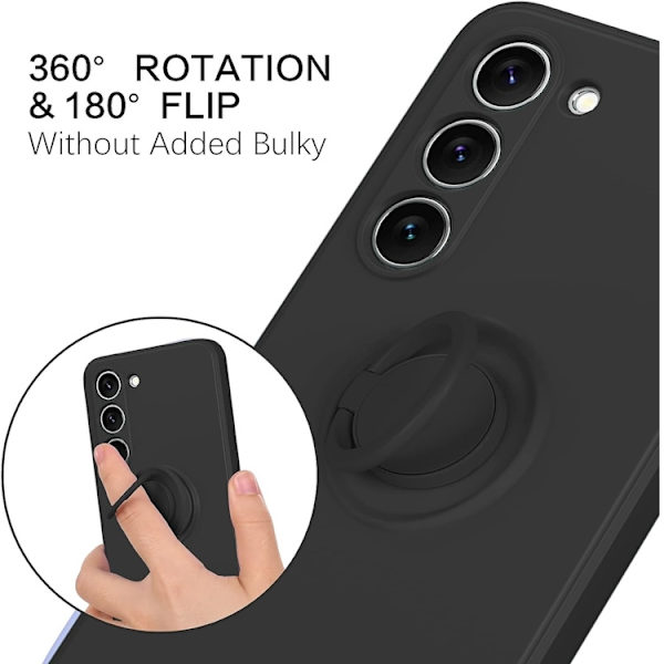 Kompatibel med Samsung S22 - Vælg Farve Silikone Cover Stødsikkert Magnetisk Ring Sort Black Svart