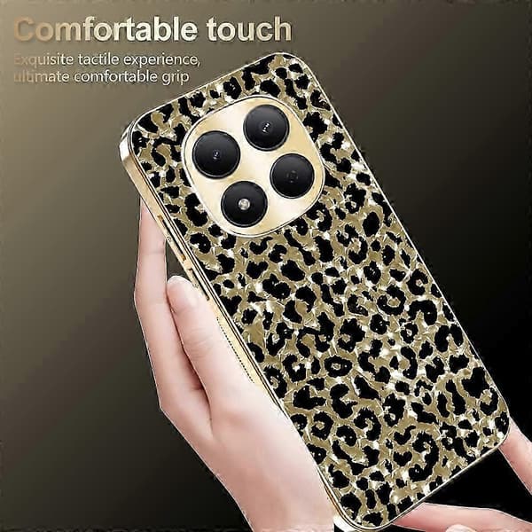 Leopardmønstret telefoncover til Xiaomi Redmi Note 15 Pro+ 5G med guldkant