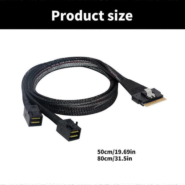 SFF-8654 8i til dobbelt SFF-8643 datakabel understøtter SLIM SAS4.0 hurtig hastighed til serverlagerforbindelse 0.8m