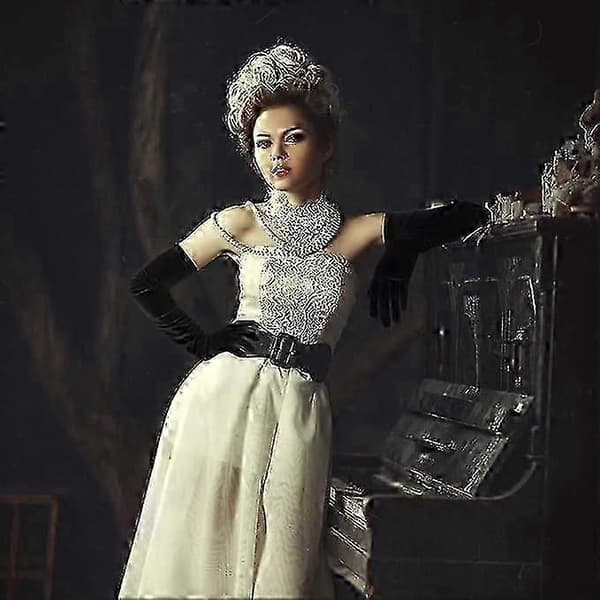 Elegante sorte fløjlshandsker i albuelængde til kvinder 1920'ernes retro opera brudetilbehør