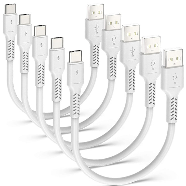 Kort USB C-kabel [20 cm/0,2 m, 5-pack], Adilift USB Type C Snabbladdare 3A Usb-a till Usb-c-kabel för Samsung Galaxy S10 S9 S8, Huawei P20
