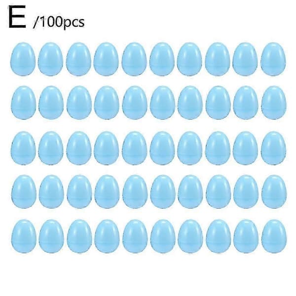 100 stk fyllbare påskeegg Pastell Lyse plastpåskeegg Bulk Tom Blank Utgave 0428