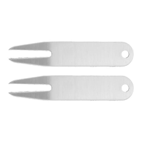 Divot Repair Tool Golfs Divot Fork til 2 stk. bærbar brug i sølv