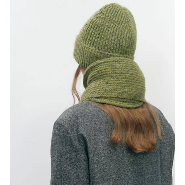 Damvinterhalsduk och mössa XJYDNCG Minimalistisk stil - Mossgrön