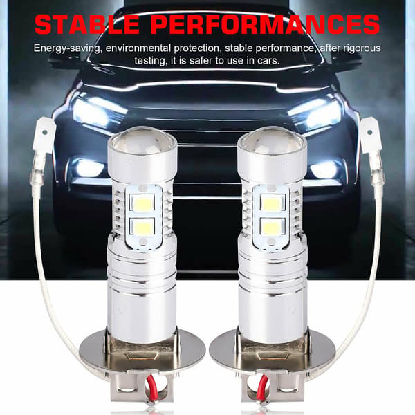 H3 LED Fog Light Bulbs Conversion Kit Super Bright Canbus 6000K White 100W