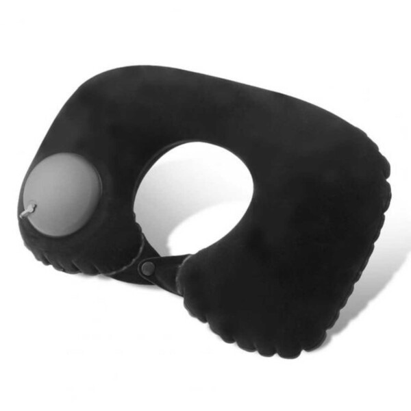 Uppblåsbar resekudde med pump, kompatibel med flygresor, svart black one size