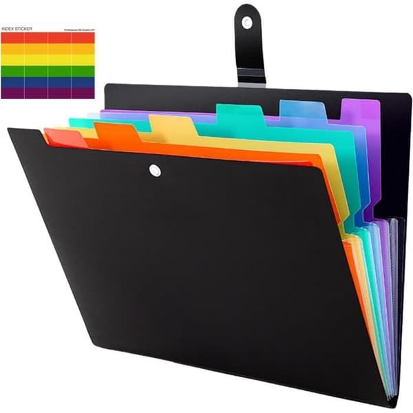 A4 Mappe - ZGEER - Udvidbar Harmonika - 7 Rum - Sort - 32,5 x 22,5 cm
