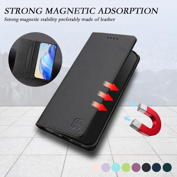 Samsung Galaxy S26 5G Case with Double Foldable Magnetic Suction Function in RFID Leather Svart