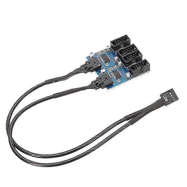 Bundkort 9Pin USB2.0 forlængerkabel 9PIN til dobbelt 9PIN med chip understøtter delt multi-interface Black