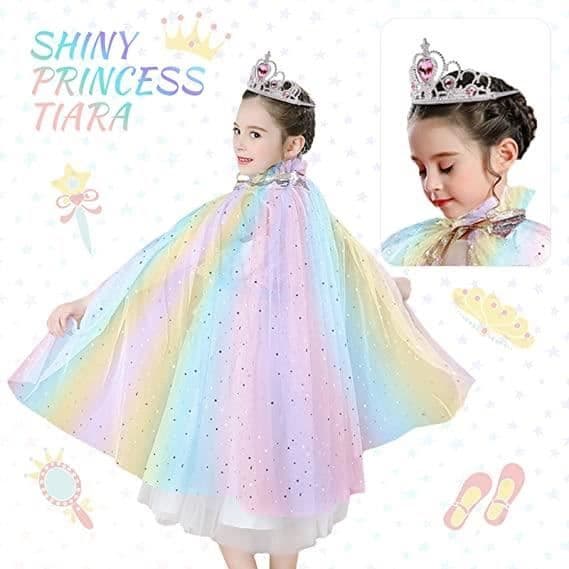 Fargerik prinsessekappe-kostyme for jenter til fester / cosplay