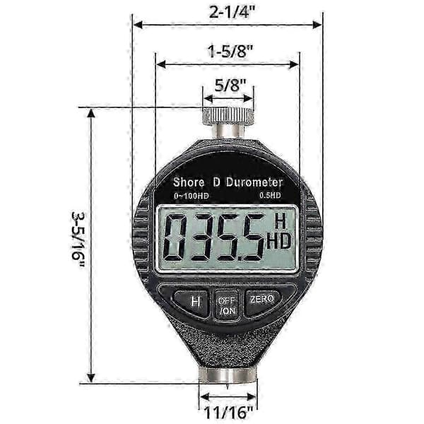 Högprecisions Shore D hårdhetstestare 0-100HD Digital durometer för gummiplast Black