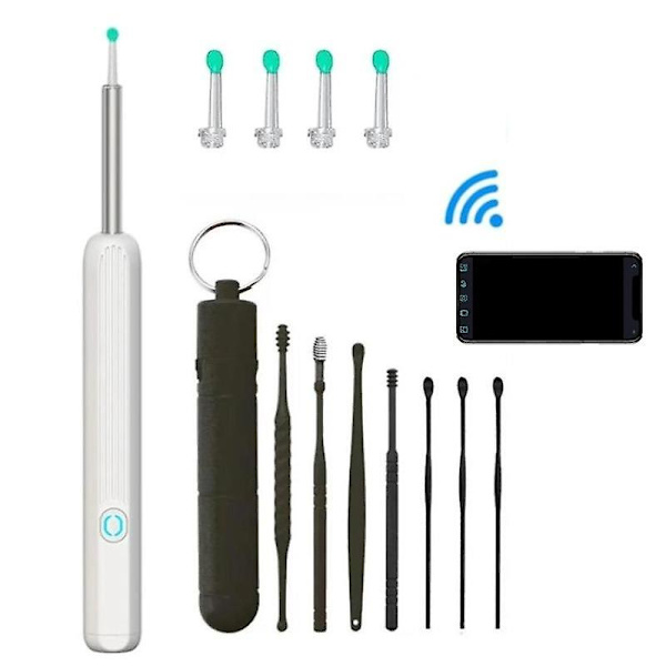 Trådløs Smart Visuel Ørerenser Usb WiFi Otoskop TW1 Ørevoksfjernelsessæt med Kamera Øreendoskop HD 1080P til iPhone iPad Android [db]