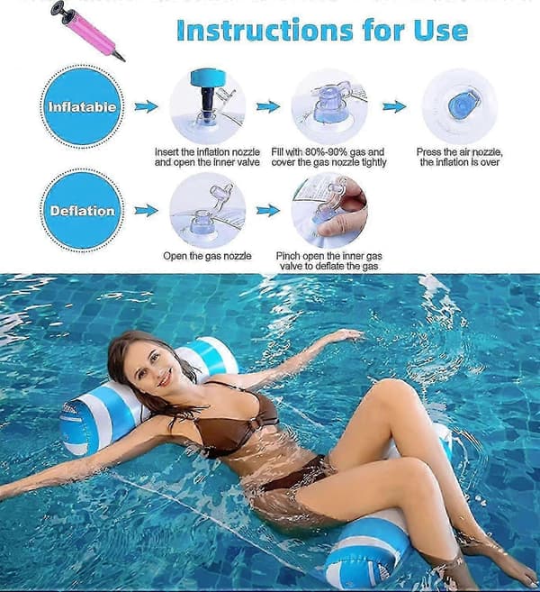 4-pack uppblåsbara vattenhängmattor, multifunktionell poolflottörset (sadel, stol, drifter)