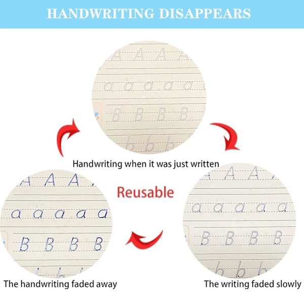 Pcs Grooved Handwriting Practice Book, Magic Writing Book för Barn Groovd Barn Skriva med Auto Försvinnande Bläckpenna