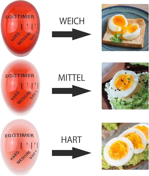 4-pack äggtimer äggkokare Värmekänslig Färgförändrande äggklocka för matlagning äggtimer Kontroll Mjuka Hårdkokta ägg (Röd)