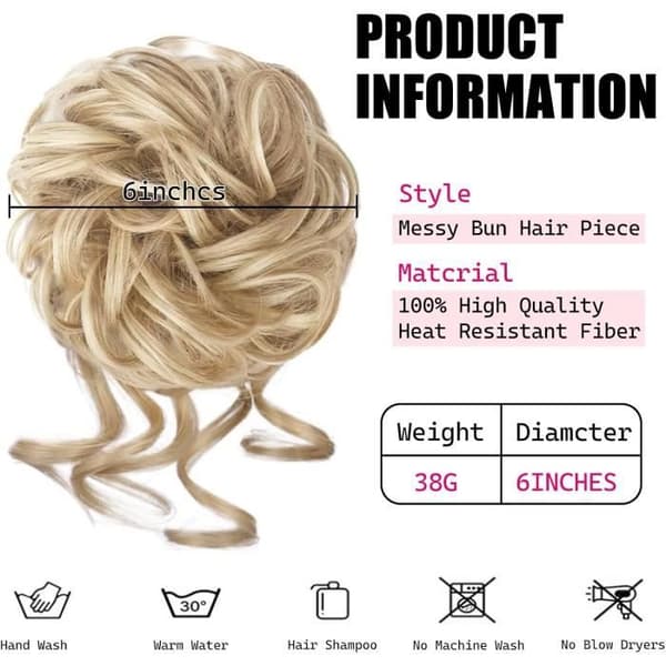 Hårknut - Messy Wavy - 4 delar - Lockigt hår - Naturlig - Bekväm