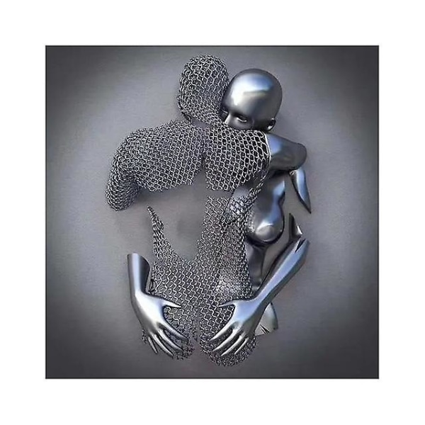 Kärlekshjärta grå-3d konstvägg metallfigur skulptur par hängande målning för hemmet