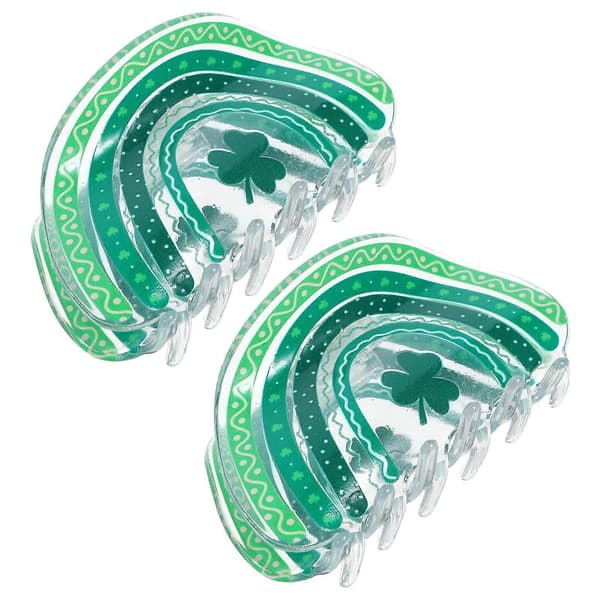 Grønne hårklør til dekorasjon St. Patrick's Day-klemmer 2 stk PVC