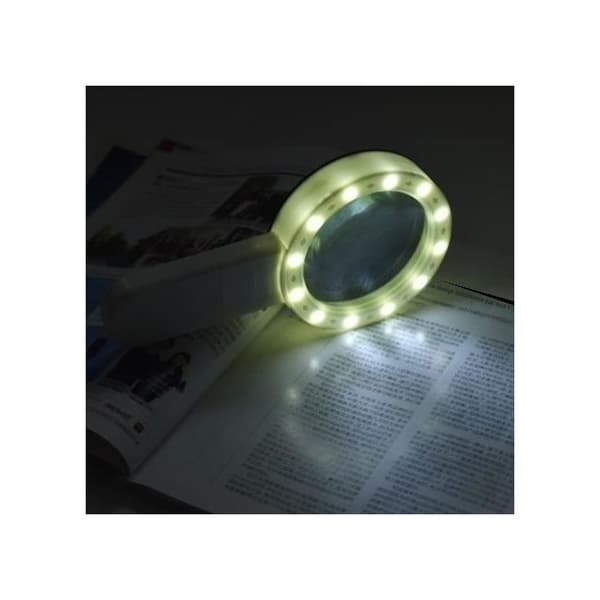 30x forstørrelsesglas med LED-lys, 125 mm, forvrængningsfri glaslinse