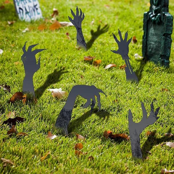 Halloween Zombie Arm Stakes (1 sæt (5 stk.), sort) Dark Gray