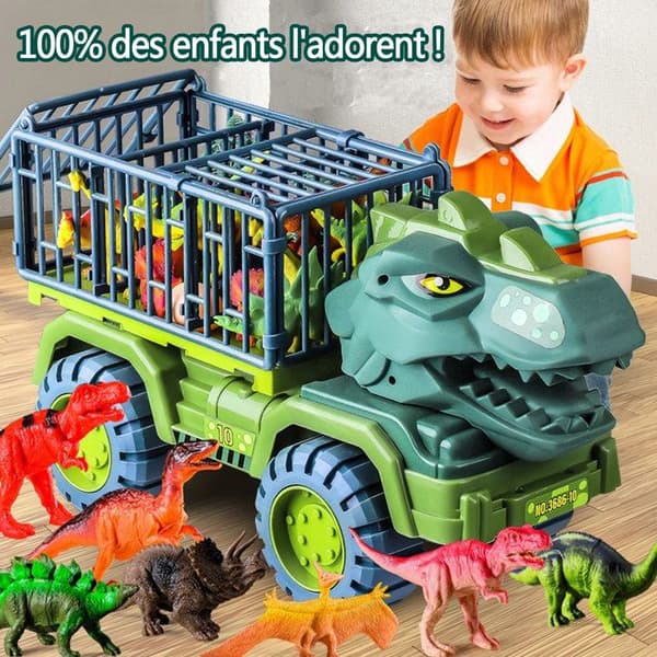 Dinosauruskuljetusauto - Dinosauriauto - ABS - 15 hahmoa - Vihreä